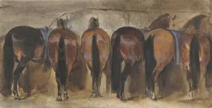 Tail Prints: Resting horses in the stable, 1839-1870. Creator: Joseph Zephyris Gengembre