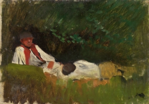 Private Prints: Resting Lovers, 1890-1900. Creator: Ladislav Mednyanszky