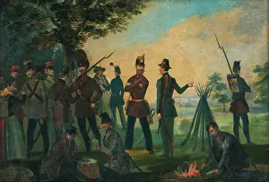 Card Prints: Resting on the march, 1846. Creator: Frantisek Klimkovic