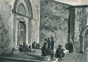 Messina Prints: Resting outside a church, Taormina, Sicily, Italy, 1927. Artist: Eugen Poppel