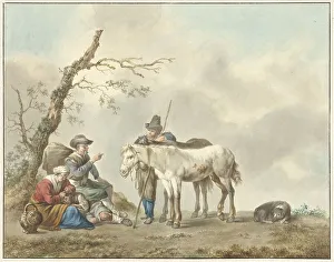 Louis Moritz Prints: Resting travelers with two horses, 1783-1850. Creator: Louis Moritz