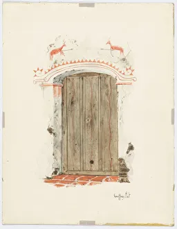 Holt Geoffrey Prints: Restoration Drawing: Facade of Mission House, 1937. Creator: Geoffrey Holt
