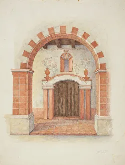 Restoration Drawing: Main Doorway & Arch to Mission House, c. 1939