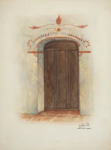 Restoration Drawing Wall Painting and Door, Facade Mission House, 1937 Restoration Drawing Wall Painting and Door, Facade Mission House, 1937