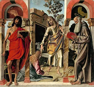 Montagna Prints: Resurrected Christ with Mary Magdalen and Saints John the Baptist and Jerome