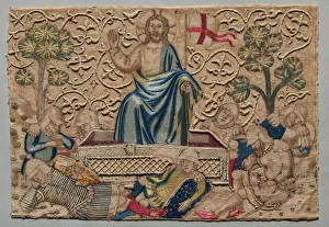 Split Prints: The Resurrection, from an Embroidered Altar Frontal:, 1375-1400. Creator: Unknown