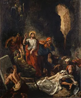 Caves Prints: The Resurrection of Lazarus, 1850. Creator: Eugene Delacroix