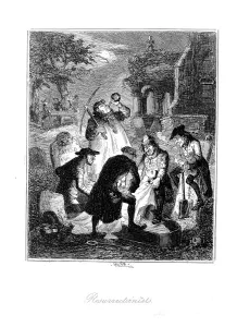 Gravestone Gallery: Resurrectionists or body snatchers raiding a cemetery to provide a cadaver for dissection, 1887
