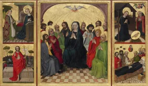 Glorification Of The Virgin Gallery: Retable of the Holy Spirit (open). Pentecost, Annunciation, Nativity