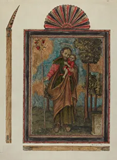 Walking Staff Gallery: Retablo, 1938. Creator: Eldora P. Lorenzini