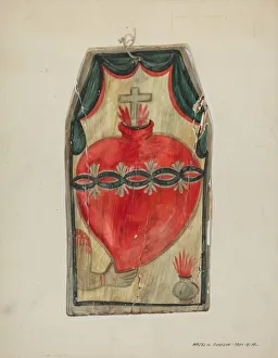 Majel G Collection: Retablo (Sacred Heart), c. 1939. Creator: Majel G. Claflin