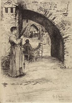Backer Prints: Reteria (Net Makers), 1881. Creator: Otto Henry Bacher