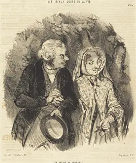 Romance Prints: Un retour de jeunesse, 1846. Creator: Honore Daumier