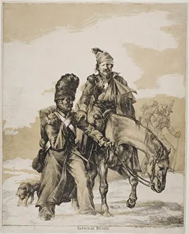 Gericault Prints: The Retreat from Russia, ca 1818. Artist: Gericault, Theodore (1791-1824)