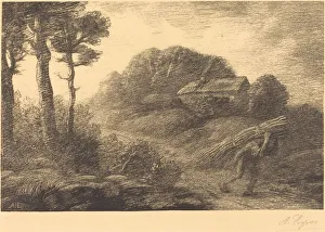 Fagot Prints: Return of the Fagot-gatherer, 2nd plate (Le retour du fagotier). Creator: Alphonse Legros