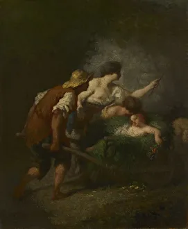 Oil On Fabric Prints: Return from the Fields, c. 1846-1847. Creator: Jean-Francois Millet (French, 1814-1875)