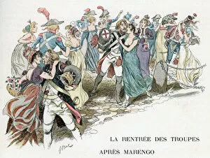 The return of French troops from Marengo, 1800, c1870-1950. Artist: Ferdinand Sigismund Bac