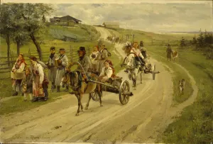 Farmer Woman Prints: The Return journey from the market, 1883