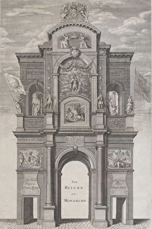 King Charles Ii Collection: The Return of Monarchy; the first triumphal arch erected for Charles II in his passage