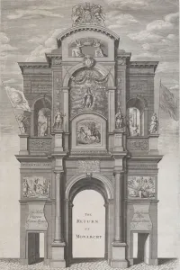 Restoration Prints: The Return of Monarchy; the first triumphal arch erected for Charles II in his passage