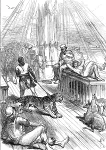 Chained Prints: Return of the Prince of Wales from India: Life on Board the Serapis - Tiger and Cheetals