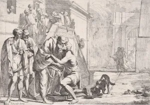 Sniffing Gallery: The return of the prodigal son, the father embracing his son, from a series, ... ca. 1645