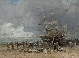 Boudin Collection: Return of the Terre-Neuvier, 1875. Creator: Eugene Louis Boudin