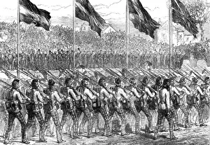 Gold Coast Prints: Return of troops from Ashantee: Black Watch (42nd Highlanders) marching to Governor's Green