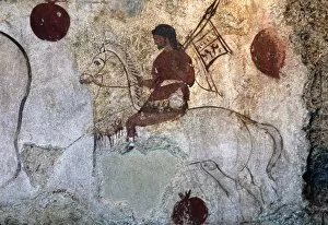 Return of a warrior, Lucan tomb painting, Paestum, c4th century BC