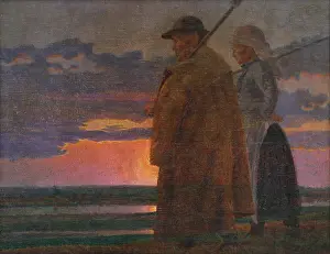 Ivan Prints: Return from work, 1920-1929. Creator: Ivan Zabota