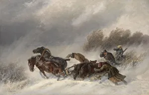 Pointer Prints: Returning from a Bear Hunt, 1881. Artist: Sverchkov, Nikolai Yegorovich (1817-1898)