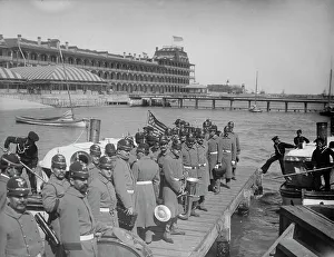 Dry Plate Negative Prints: Returning from drill, Hampton Roads, between 1890 and 1901. Creator: Unknown