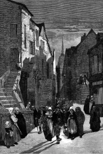 "Returning from Midnight Mass", by M. Montbard, 1881. Creator: T. Moller
