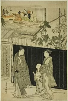 Candles Gallery: Returning from a Poetry Gathering, Japan, c. 1785 / 89. Creator: Kubo Shunman