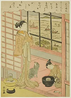 Returning Sails at Shinagawa (Shinagawa no kihan), from the series Eight Fashionable... c.1768/69. Creator: Suzuki Harunobu. Returning Sails at Shinagawa (Shinagawa no kihan), from the series Eight Fashionable... c.1768/69
