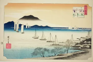 Omi Shiga Japan Prints: Returning Sails at Yabase (Yabase no kihan)