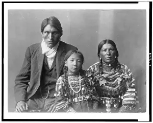 Blackfeet Prints: Reuben Black Boy and family, c1910. Creator: Edward Sheriff Curtis