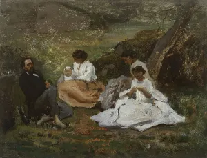 Breton Jules Prints: Réunion de famille à Bourron-Marlotte (Théodore de Banville dans la forêt de Fontainebleau)