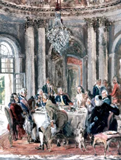 Adolf Von Collection: Reunion at the Mansion, 1849. Artist: Adolph Menzel