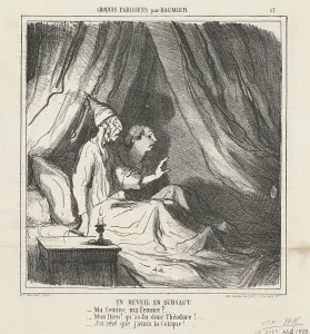 Dreaming Prints: Un réveil en sursaut, 19th century. Creator: Honore Daumier
