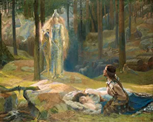 Sieglinde Collection: The Revelation. Brunhilde Seeing Siegmund And Sieglinde, 1893. Artist: Bussiere, Gaston (1862-1928)