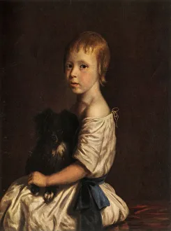 Wenham Prints: The Reverend George Scobell, D. D. as a Child, Holding His Dog Fop, c1780, (1934)