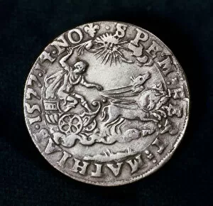 Brahe Gallery: Reverse of a medal commemorating the bright comet of 1577