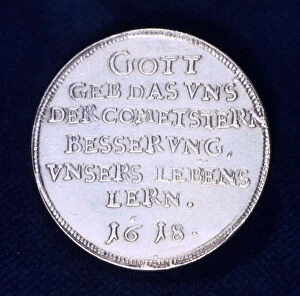 Comet Gallery: Reverse of a medal commemorating the brilliant comet of November 1618