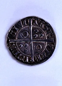 Aragon Prints: Reverse of a one-cruzado coin in silver, from the reign of Peter III, The Ceremonious