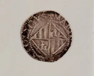 Reverse of a one-real coin in silver, during the reign of Philip III, found in Majorca