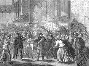 Shortage Prints: Revictualling of Paris: first arrival of fish at the Halles, 1871. Creator: Unknown