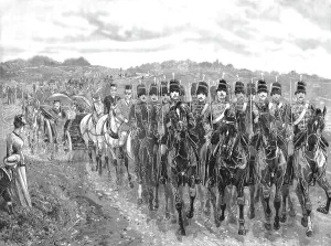 Hampshire England Prints: The Review Before the Queen at Aldershot; Her Majesty Driving from Farnborough Station