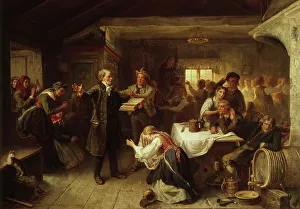 A Revivalist Disturbs the Merrymaking, 1866. Creator: Bengt Nordenberg