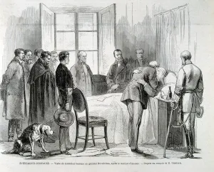 Militares Prints: Revolution 1868, visit of Marshal Serrano to General Novaliches after the Battle of Alcolea